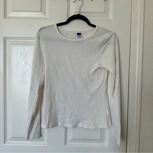 Old Navy White Ribbed Long Sleeve Top